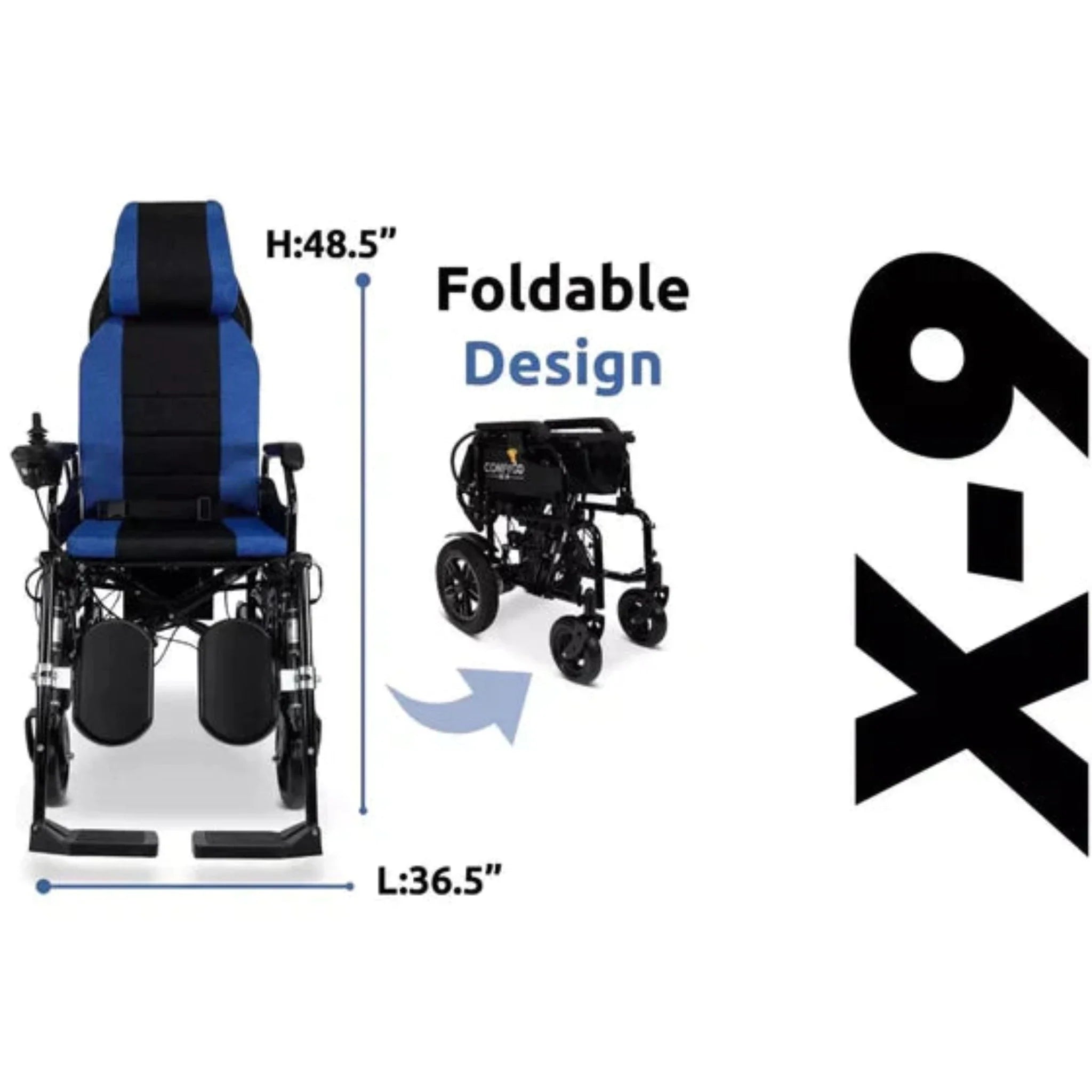 ComfyGO X-9 Remote Controlled Electric Wheelchair with Automatic Recline