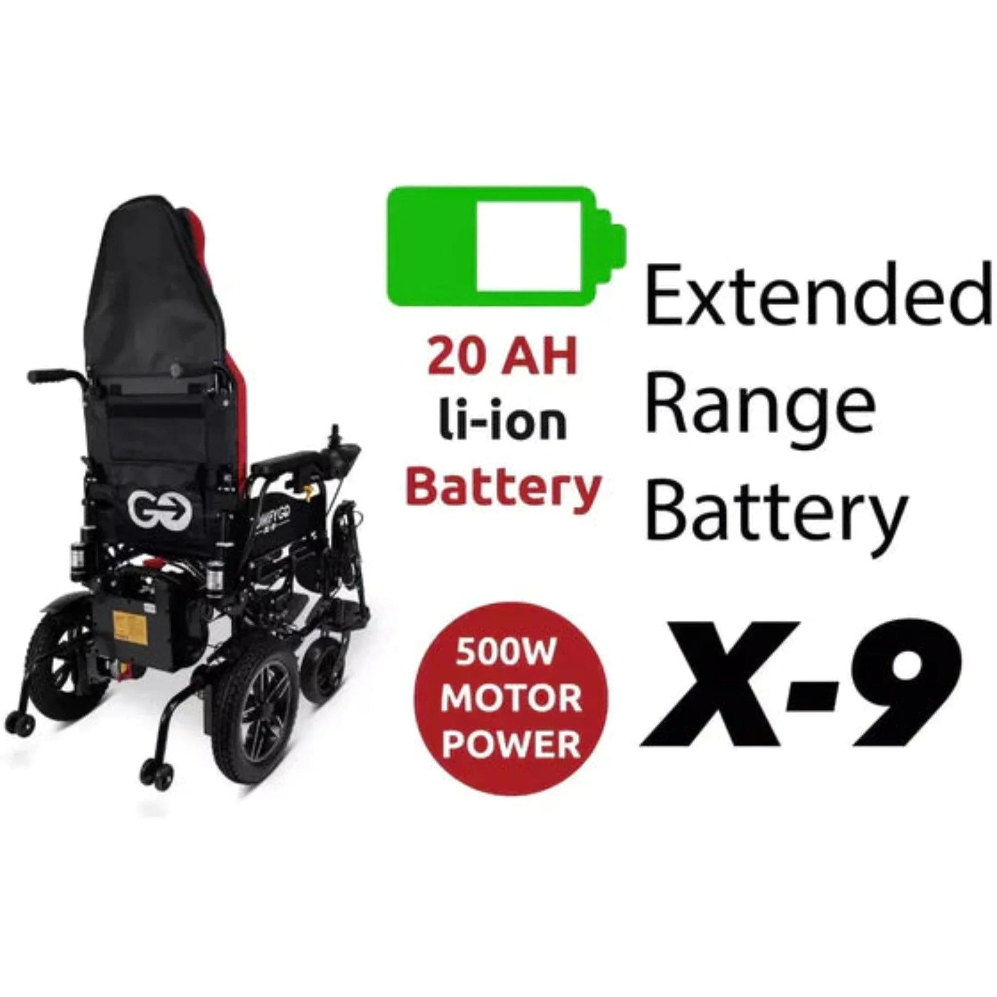 ComfyGO X-9 Remote Controlled Electric Wheelchair with Automatic Recline